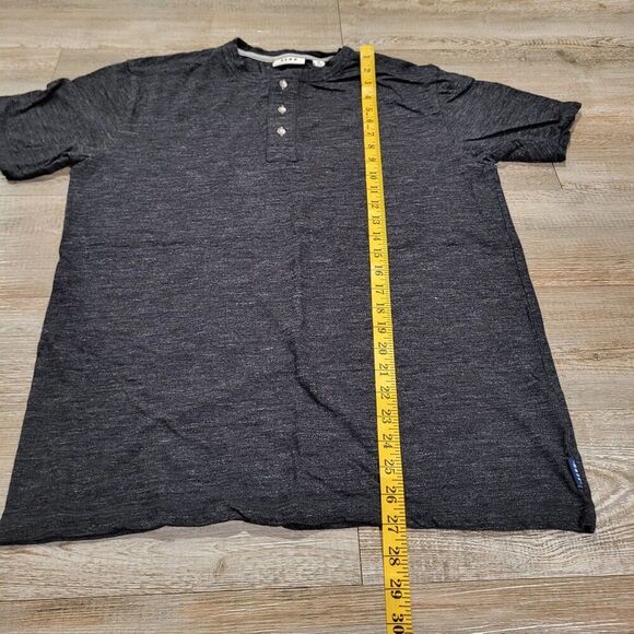 ROWM Henley Buttoned Crew Neck Tee Shirt Charcoal Grey Men's Size Medium - Picture 5 of 7